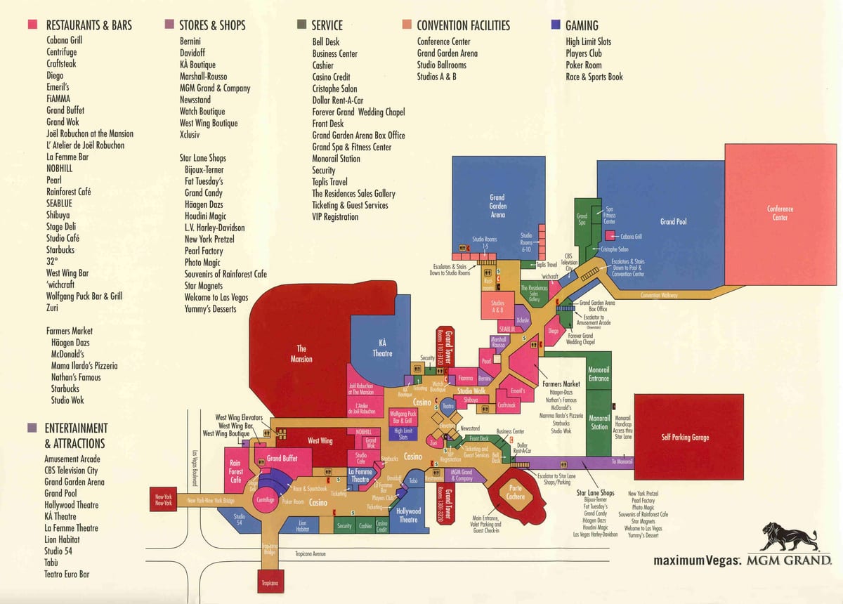 ਨਕਸ਼ਾ ਦੇ MGM grand ਲਾਸ ਵੇਗਾਸ